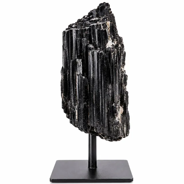S4H Zwarte Toermalijn op Standaard – Edelsteen 20 cm – 750-1000 gram – Ruwe Toermalijn – Bescherming & Luxe Woondecoratie Zwart Toermalijn