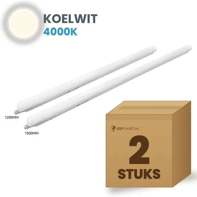 Tsong TL armatuur Tri Proof 1200mm 2 stuks - 36W 5580lm - Koelwit 4000K - DALI dimbaar - Koppelbaar - IP65 - 230V