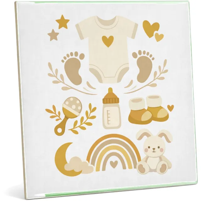 Mr Cadeautjes Tegel 20 x 20 cm - design Een zachte aankondigingsprint voor een nieuwe familiefase me | cadeau Wit