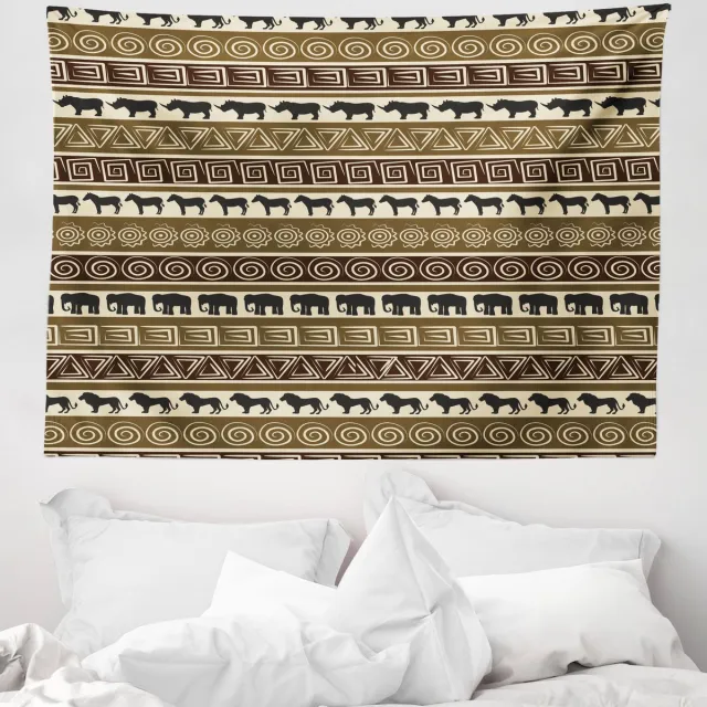 ABAKUHAUS Safari Wandtapijt en Sprei, Afrikaans Thema, 150 x 110 cm, Zwart en Bruin