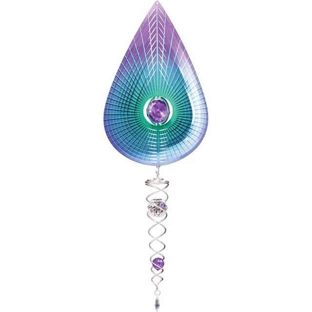 Spin Art/Cooking Vinyl Windspinner, Spin Art, Teardrop, Purple Artist Crystal Tail, ACTTPU0800, totale lengte 60cm Groen, Paars