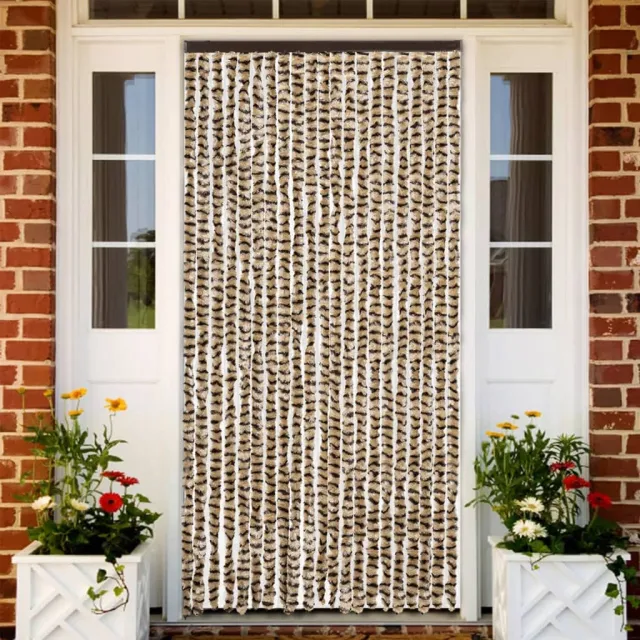 vidaXL Vliegengordijn 90x200 cm chenille beige en bruin