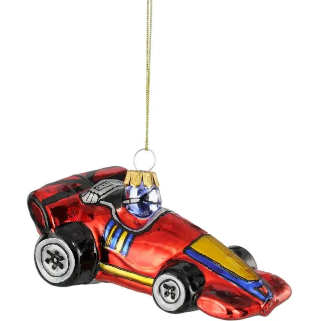 Mica Decorations ornament raceauto - glas Rood