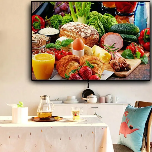 Allernieuwste Canvas Schilderij Overvloedig Ontbijt - Realistisch - Poster - Woonkamer - 70 x 100 cm - Kleur Multicolor