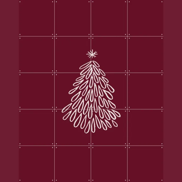 IXXI Minimalist Christmas Tree, Palmartprints - 80 x 100 cm - Grote wanddecoratie en posters - Minimalisme, Modern, Trap, Woonkamer, Slaapkamer, Kerst Rood