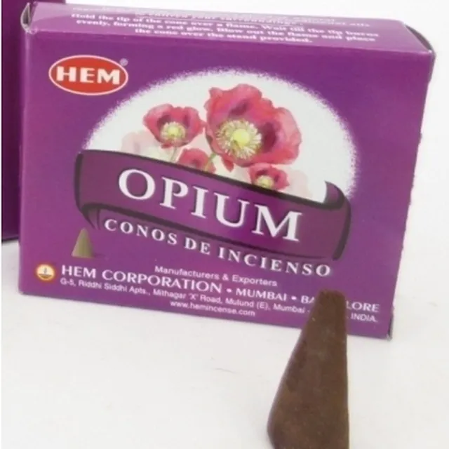 HEM Wierook kegeltjes in huisgeur Opium - 10x kleine kegeltjes - Ontspannend - Kalmerend Amethist paars