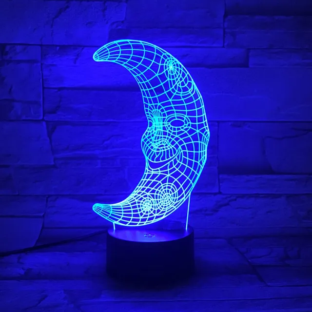 MC Living 3D Led Lamp Met Gravering - RGB 7 Kleuren - Maan