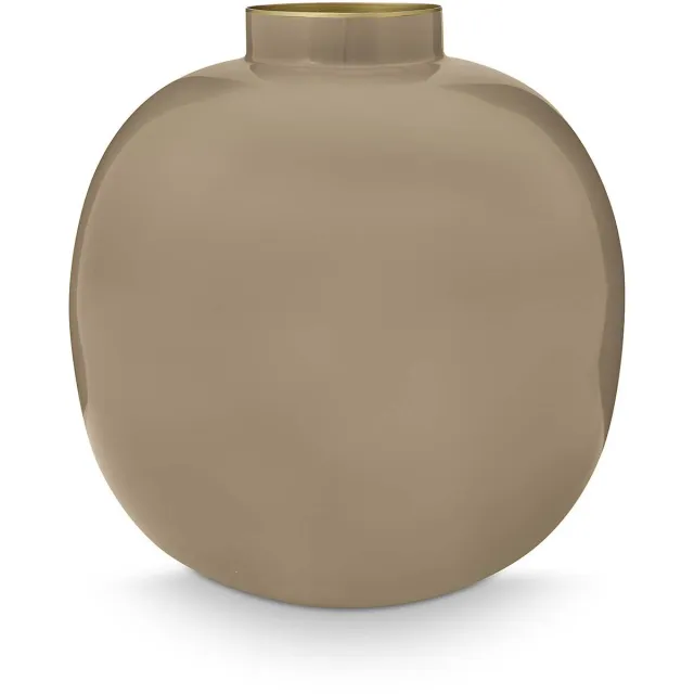 Pip Studio Vaas - Decoratie - Bloemenvaas van Metaal - Khaki - 23cm