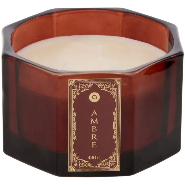 Atmosphera Créateur d'intérieur® Bougie parfumée Lucien hexagonale 430g ambre