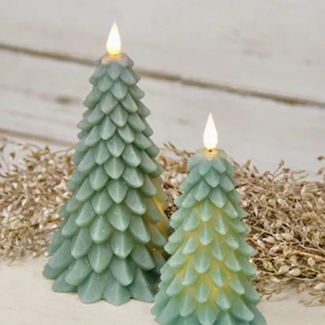 paardekooper LED Christmas Tree Candle – Ø 8,6 cm – Hoogte 16 cm – Groen – led kaars kerstboom
