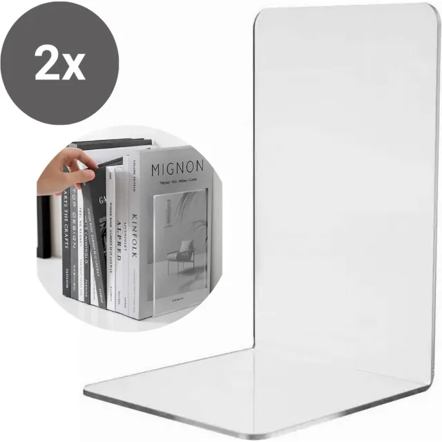 Qaan Living Doorzichtig Boekensteun Plexiglas - XL - Set van 2 - Boekenstandaard - Boekenhouder - Boeksteun - Book Holder Transparant