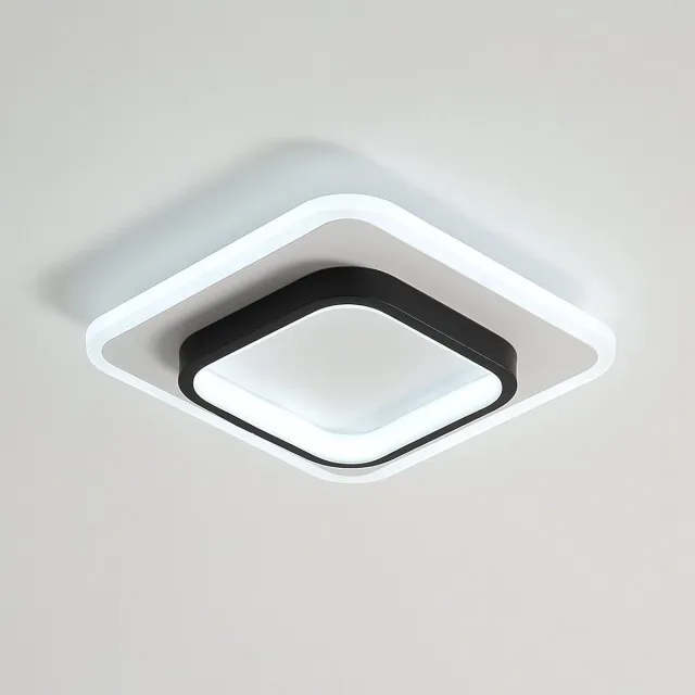 Goeco Plafondlamp - 24cm - Klein - LED - 20W - Vierkante - 2300LM - Dimbaar 3000K / 4500K / 6500K Zwart/Wit