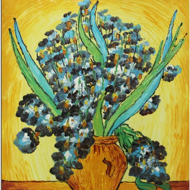 Ibenzoa Handgeschilderde Olieverf op Canvas Vincent Van Gogh Klassieke Irises Reproductie Muur Decor Ingelijst Klaar om op te hangen geel