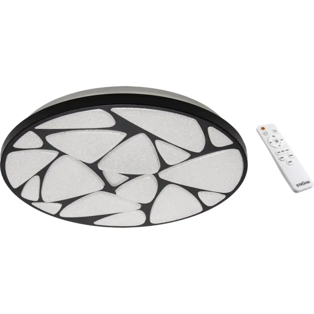 STRÜHM MINERAL - CCT LED Plafondlamp - Aanpasbare licht kleuren - Rond - Plafonnière - dimbaar - met afstandsbediening - 5780 Lm - 48W LED - 495 mm zwart