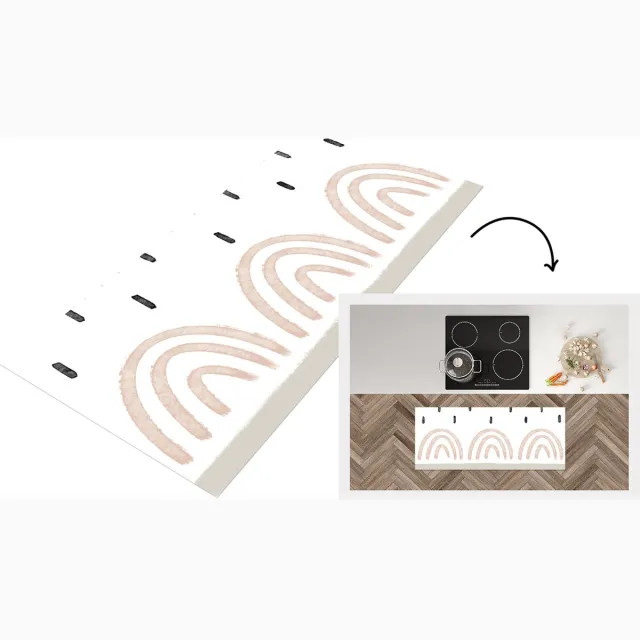 KitchenYeah Keukenloper - Loper keuken - Regenboog - Pastel - Regen - Keukenloper vinyl Multicolor