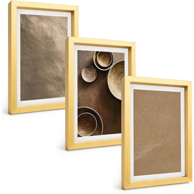 TULUP 4-Delige Schilderij Set - Stenen constructies in moderne minimalistische stijl - 20 x 30 cm - Wanddecoratie - Muurdecoratie - Woonkamer - Interieur Decoratie Gouden lijst