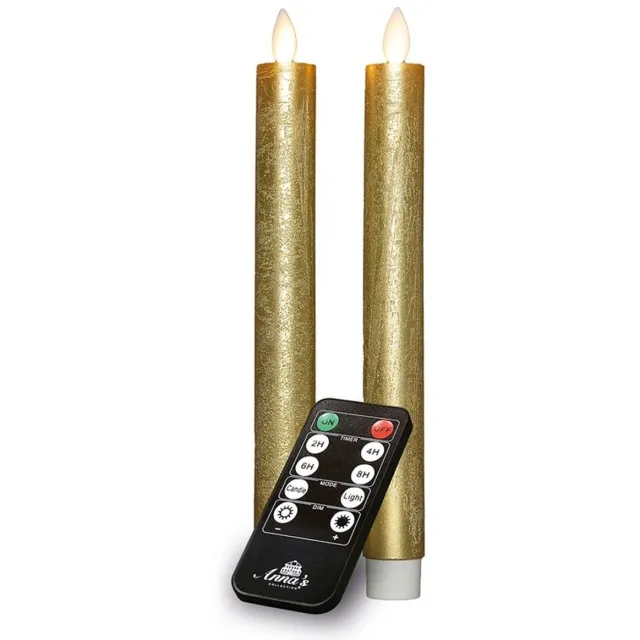 Annas Collection Dinerkaars rustiek wax bewegende vlam 23 cm goud 2 stuks Anna's Col... onbekend