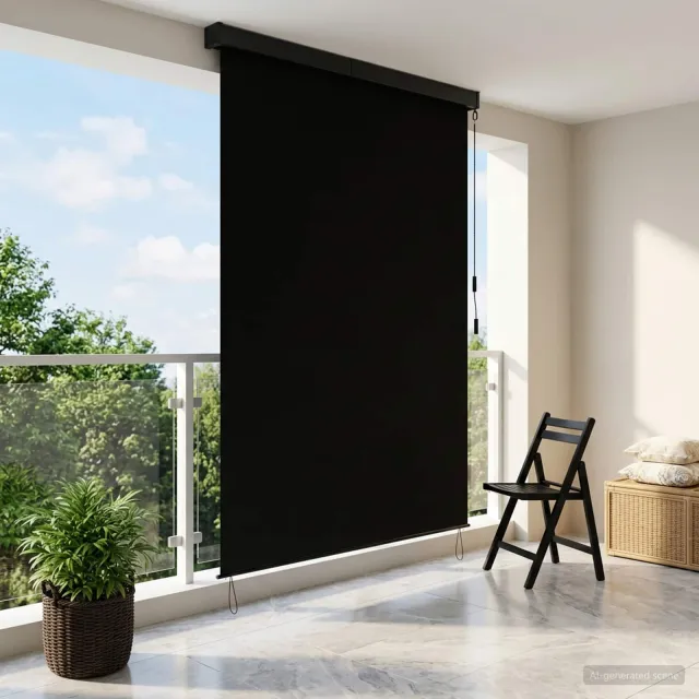 vidaXL Rolgordijn Zwart 60 x 250 cm Stof en Aluminium