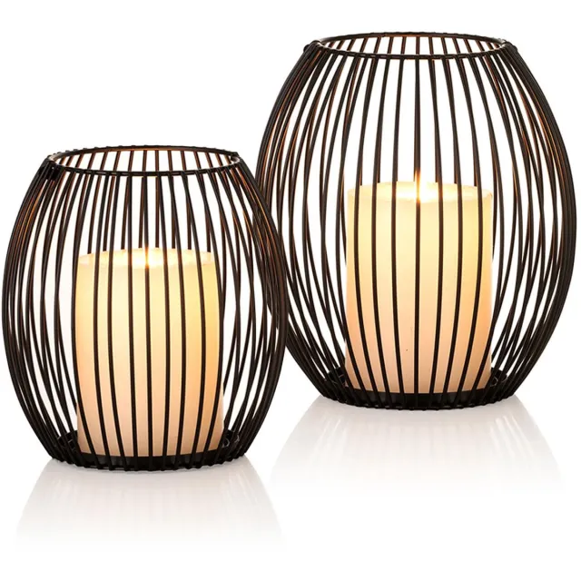 Unyqoos ® Klassieke Metalen Kandelaar Set voor Gezellige Sfeer in Huis, Tafeldecoratie voor Feestdagen Zwart