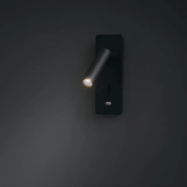 Maytoni wandspot Mirax LED – zwart, verstelbaar, met schakelaar