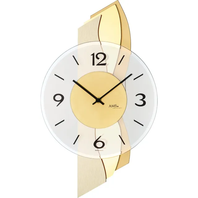 AMS wandklok 9669 Messing, Zwart