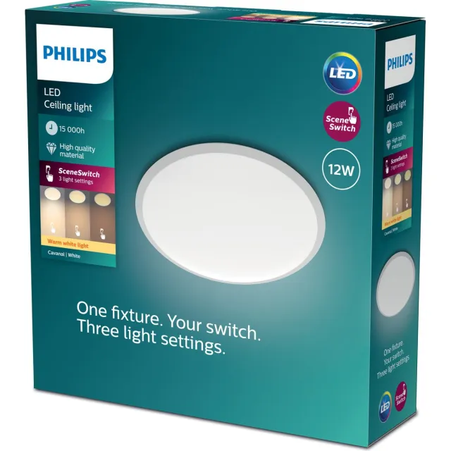 Philips Cavanal plafondlamp - wit - rond - klein - warmwit licht - 12 W