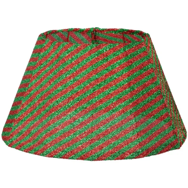 Mica Decorations Opvouwbare Kerstboomrok met Strepen - H30 x Ø50 cm - Groen, Rood