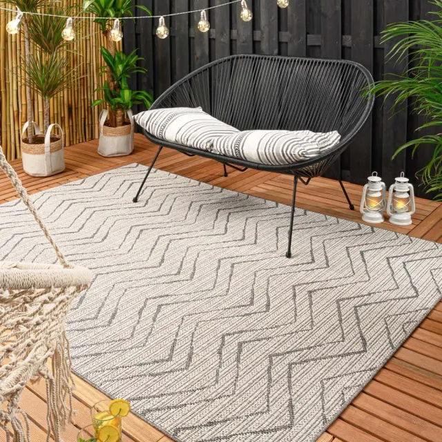Boho&me Buitenkleed zigzag - Summer crème/grijs 240x340