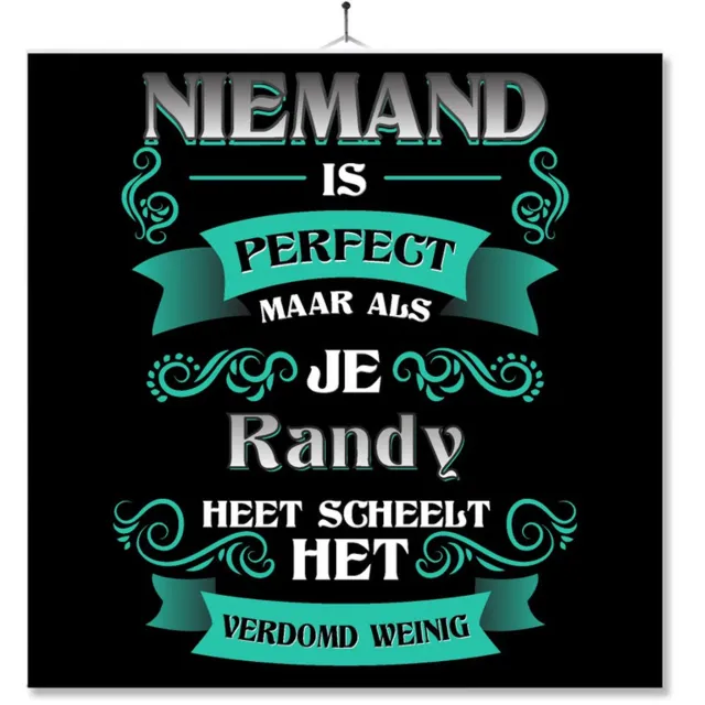 MC Living Tegel Met Opdruk | Kado | Cadeau | Niemand Is Perfect Maar Als Je Randy Heet Scheelt Het Verdomd Weinig Multi-Color
