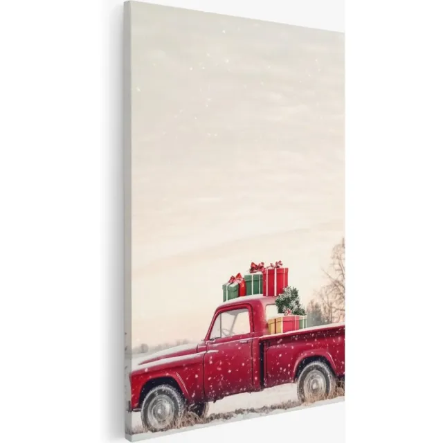 Saammp Canvas Schilderij - Auto met Cadeautjes - Natuur - Landschap - 40x60 - Foto op canvas - Wanddecoratie - Muurdecoratie Woonkamer - Slaapkamer decoratie - Canvas Print Multicolor