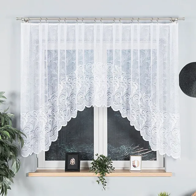 Markizeta KINGA Serie - Jacquard Gordijn - 300x140 cm - Wit - Vloeiende Patronen