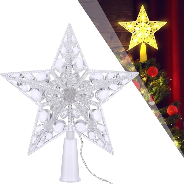 BENALLA Verlichte Kerstboompieken - Verlichte Kerstster - Kerstboompiek Met Verlichte Sterren - Kristallen Ster Als Piek Voor De Kerstboom Wit