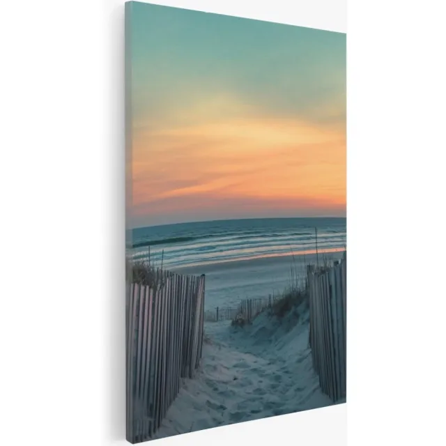 Saammp Canvas Schilderij - Helmgras - strand en zee - Duinen - 75x100 - Foto op canvas - Wanddecoratie - muurdecoratie Woonkamer - Slaapkamer decoratie - Canvas Print Multicolor