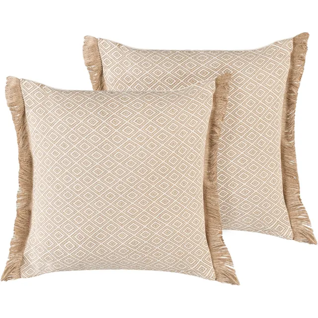 Beliani LONAR - Sierkussen set van 3 - Zandbeige - 45 x 45 cm - Polyester