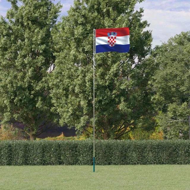 vidaXL Vlag met vlaggenmast Kroatië 5,5 m aluminium Zilver