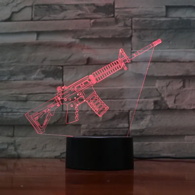 MC Living 3D Led Lamp Met Gravering - RGB 7 Kleuren - Machinegeweer
