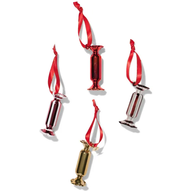 HEMA Kersthangers 19x10x4.5cm glas snoepjes - 4 stuks (rood)
