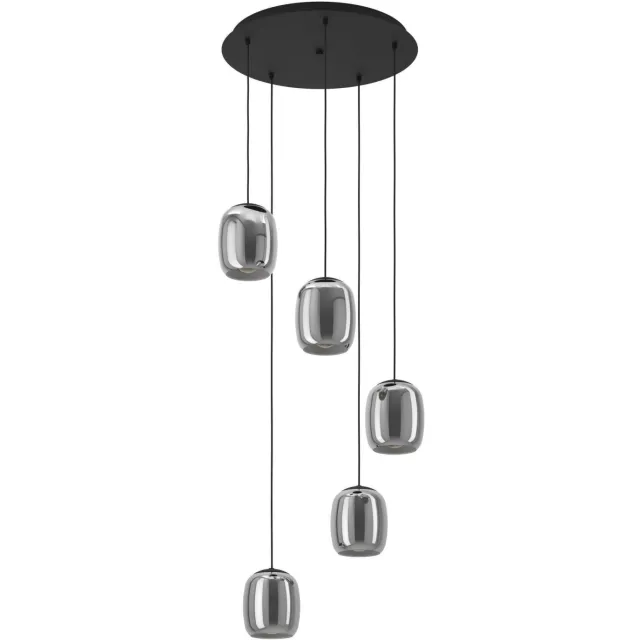 EGLO Ciampino Hanglamp - E27 - Ø 54 cm - Zwart|Grijs - Glas Zwart;Grijs;