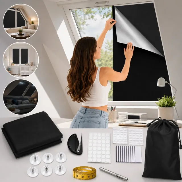 Dutchers Verduisteringsdoek met klittenband - 145 x 300 cm - Verduisterend - Zonwerend - Verduisteringsgordijn - Schaduwdoek - Verduisteringsdoek - Donker maken - Tegen UV licht - Zonwering - Verduisteringsgordijn - Zonnescherm dakraam - Zwart