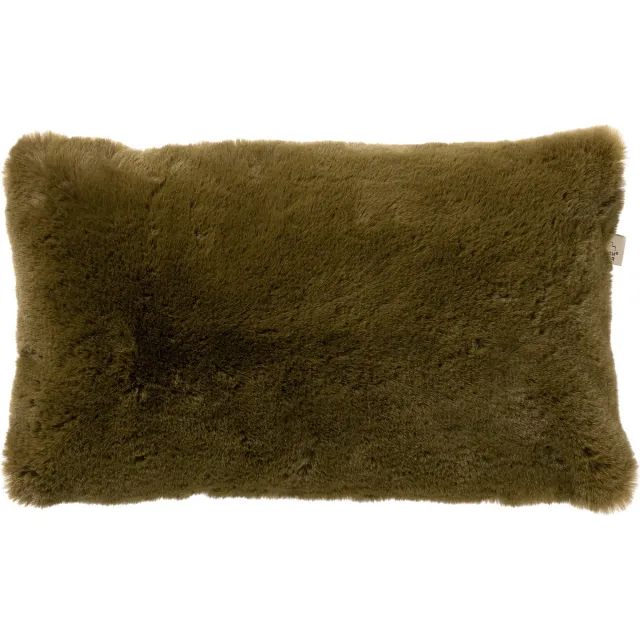 Dutch Decor ZAYA - kussenhoes 30x50 cm - bontlook - Military Olive - groen - met rits - zonder binnenkussen