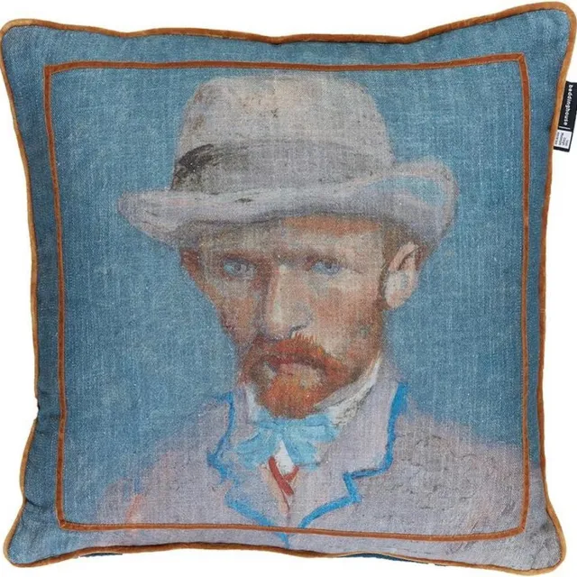Beddinghouse x Van Gogh Museum Self Portrait Vincent Sierkussen - 50x50 cm - Blauw
