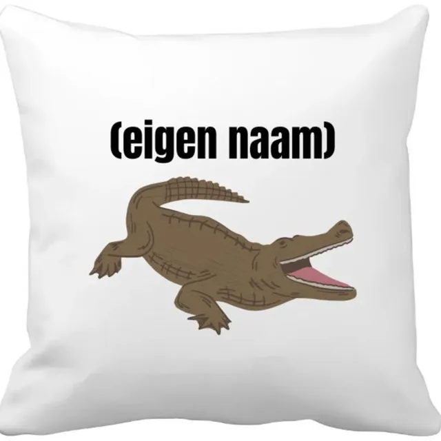 Akyol krokodil met eigen naam Kussen hoes - Krokodil - krokodillen liefhebbers - iemand die houdt van krokodillen - verjaardag - cadeau - kado - 40 bij 40 cm Multicolor