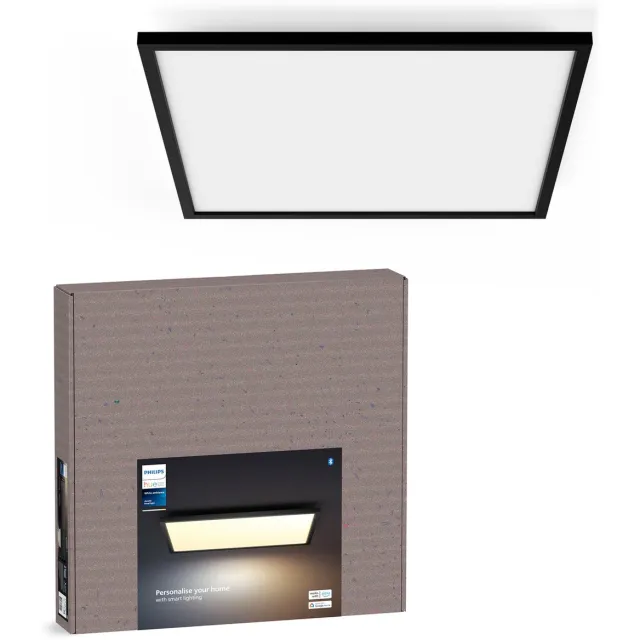 Philips Hue Aurelle - vierkante LED plafondlamp - zwart - aanpasbaar wit licht - Ø 600mm - slimme verlichting