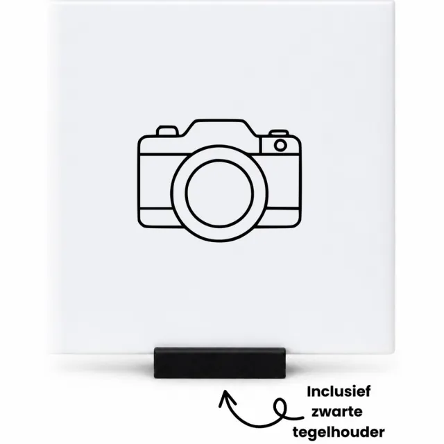 Hacebo Camera tegeltje met tegelhouder - Camera - Fotograaf - tegeltjes met tekst - Leuk cadeau voor iemand die fotograaf is - spreuktegels - 10.8x10.8 CM Wit