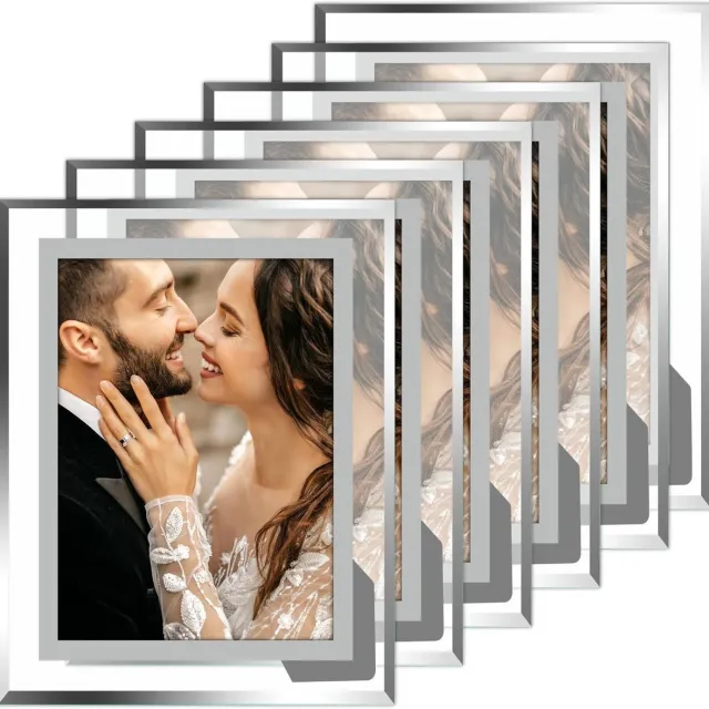 JGS Premium - Fotolijst 8x10 - Set van 6 - High Definition Glas - Horizontaal/Verticaal Display voor Tafel - Decoratief Ruitvormig Patroon Any