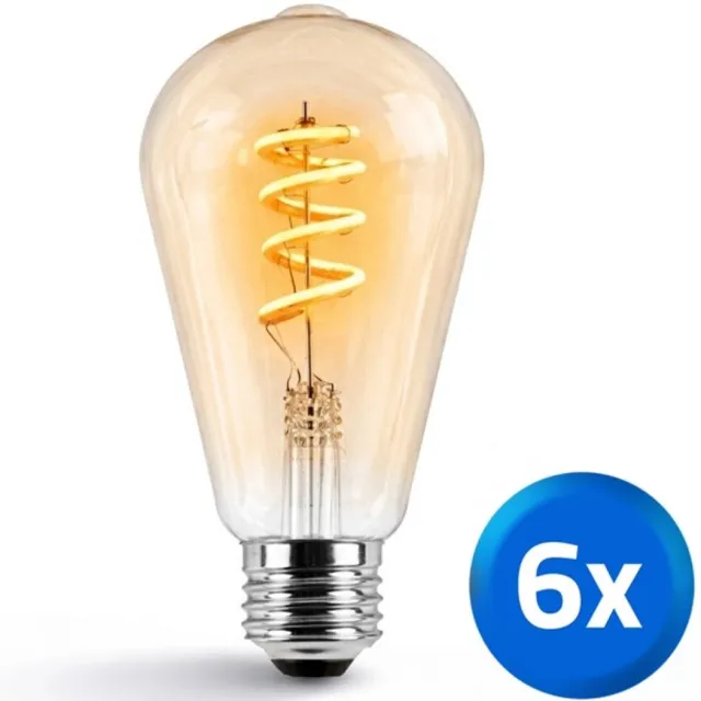 RexTech Zigbee E27 spiraal filament lampen - Voordeelset van 6 - Dual White - Amberkleurig - 4 watt - 330 lumen - Slimme bediening met Smart Life App - Slimme verlichting