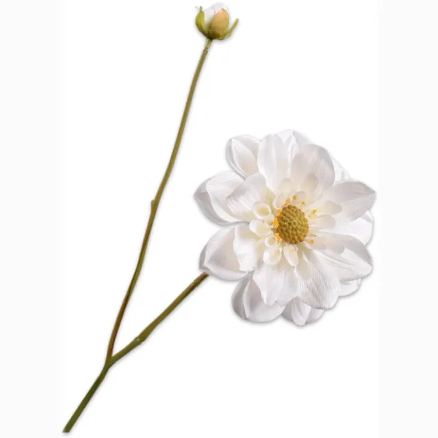 Silk-ka Kunstbloem-Zijden Bloem-Kunsttak Dahlia Steel Creme 48 cm Per 3 Stuks Creme-Roze