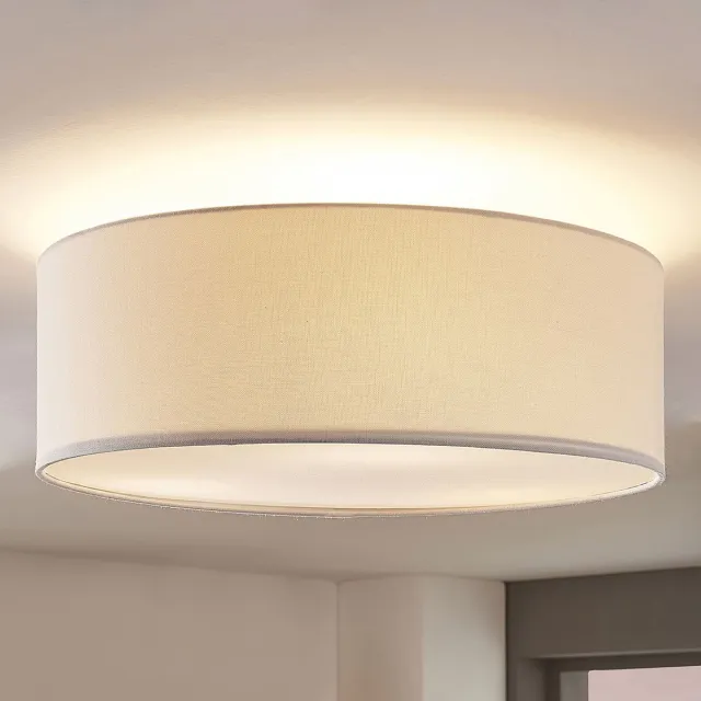 Lindby plafondlamp - 3lichts - Stof, metaal - H: 18 cm - E27 - wit