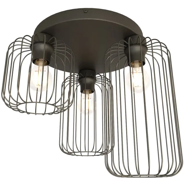 Emibig Plafondlamp Barn 3 lichts Ø 30 cm zwart