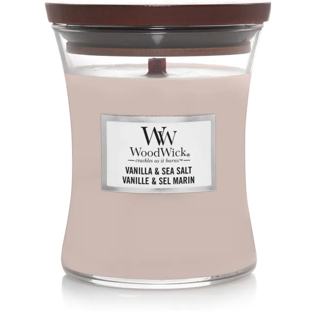 WoodWick geurkaars Vanilla & Sea Salt Medium